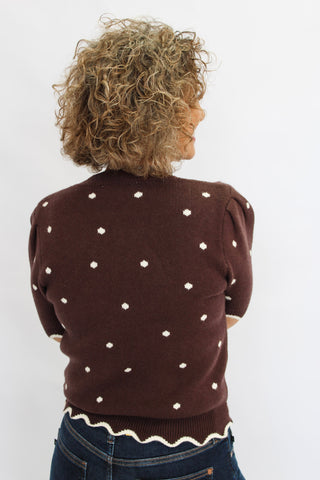 Cafe Dot Puff Sleeve Sweater - Trudy's Trendy Boutique