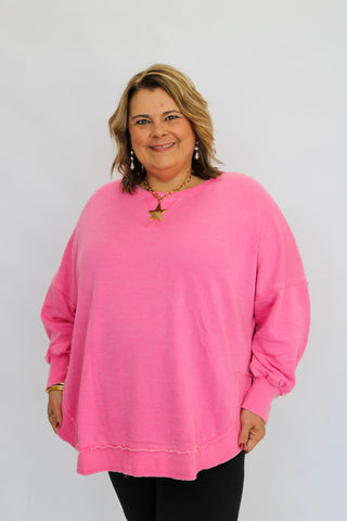 Sundown Slouch Sweatshirt-Pink - Trudy's Trendy Boutique