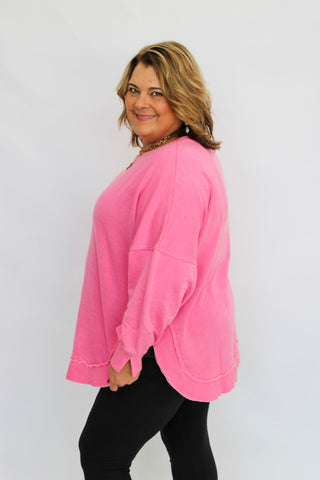 Sundown Slouch Sweatshirt-Pink - Trudy's Trendy Boutique