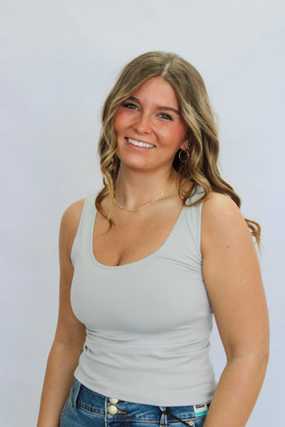 2 Way Seamless Tank-Light Grey - Trudy's Trendy Boutique