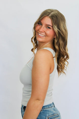 2 Way Seamless Tank-Light Grey - Trudy's Trendy Boutique
