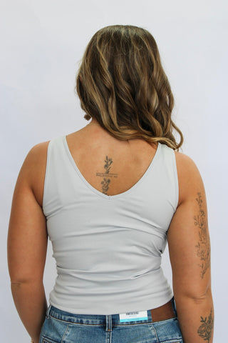 2 Way Seamless Tank-Light Grey - Trudy's Trendy Boutique