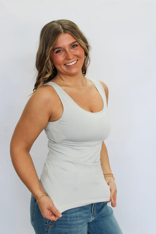 2 Way Seamless Tank-Light Grey - Trudy's Trendy Boutique