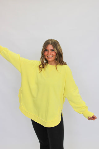 Sundown Slouch Sweatshirt-Yellow - Trudy's Trendy Boutique