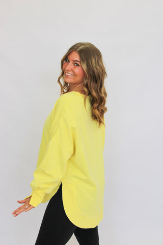 Sundown Slouch Sweatshirt-Yellow - Trudy's Trendy Boutique