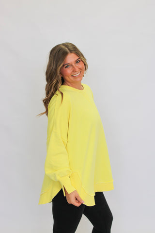 Sundown Slouch Sweatshirt-Yellow - Trudy's Trendy Boutique