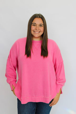 Sundown Slouch Sweatshirt-Pink - Trudy's Trendy Boutique