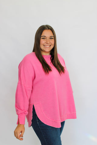 Sundown Slouch Sweatshirt-Pink - Trudy's Trendy Boutique