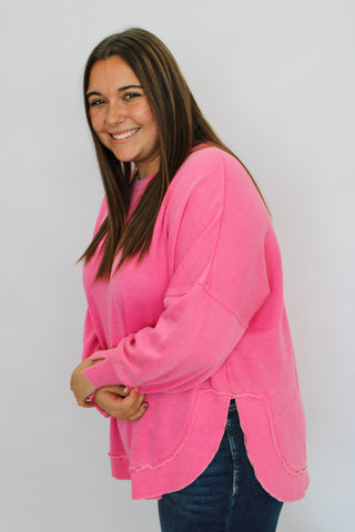 Sundown Slouch Sweatshirt-Pink - Trudy's Trendy Boutique