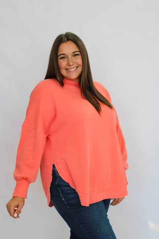 Sundown Slouch Sweatshirt-Coral - Trudy's Trendy Boutique