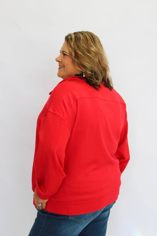 Contour Scuba Half-Zip-Ruby - Trudy's Trendy Boutique