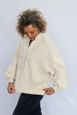 Sporty Stripe Snap-Neck Pullover - Trudy's Trendy Boutique