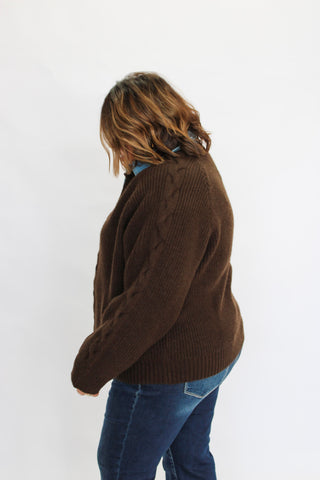 Malibu Washed Denim Collard Sweater/Curvy - Trudy's Trendy Boutique