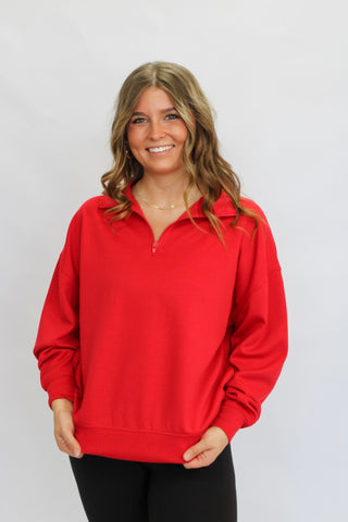Contour Scuba Half-Zip-Ruby - Trudy's Trendy Boutique