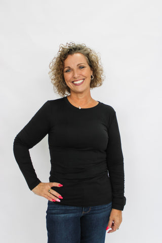 Long Sleeve Round Neck/Black - Trudy's Trendy Boutique