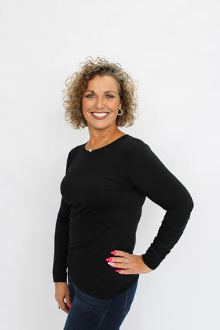 Long Sleeve Round Neck/Black - Trudy's Trendy Boutique