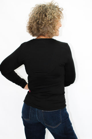 Long Sleeve Round Neck/Black - Trudy's Trendy Boutique