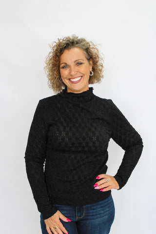 Shimmer Essence Mock Neck Top - Trudy's Trendy Boutique