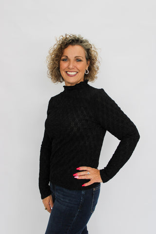 Shimmer Essence Mock Neck Top - Trudy's Trendy Boutique