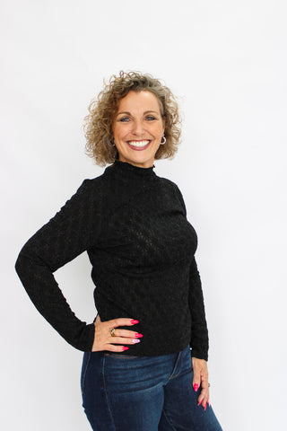 Shimmer Essence Mock Neck Top - Trudy's Trendy Boutique