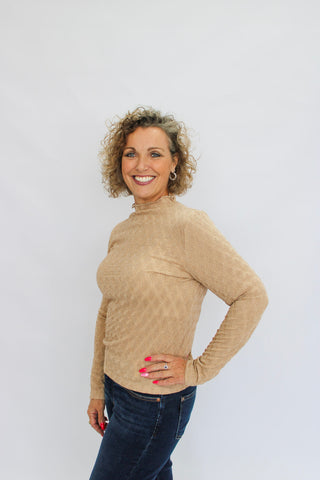 Shimmer Essence Mock Neck Top - Trudy's Trendy Boutique