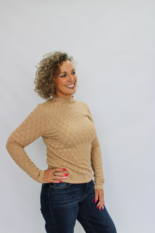 Shimmer Essence Mock Neck Top - Trudy's Trendy Boutique
