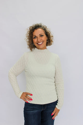 Shimmer Essence Mock Neck Top - Trudy's Trendy Boutique
