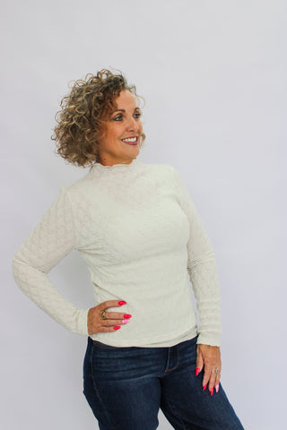 Shimmer Essence Mock Neck Top - Trudy's Trendy Boutique