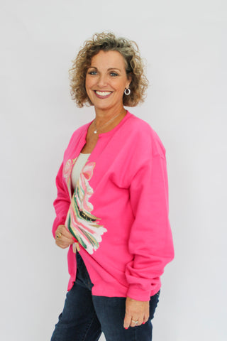 Painted Christmas Tree Split Front Sweatshirt - Trudy's Trendy Boutique
