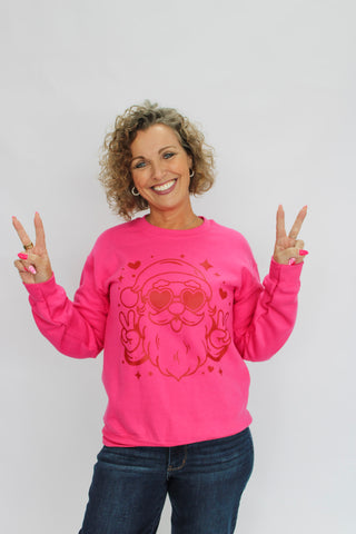 Peace and Hearts Santa Crew - Trudy's Trendy Boutique