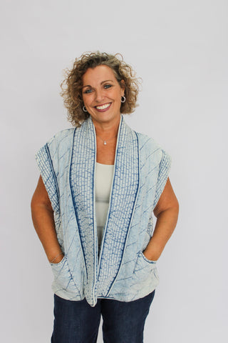 Harbor Quilted Chambray Vest - Trudy's Trendy Boutique
