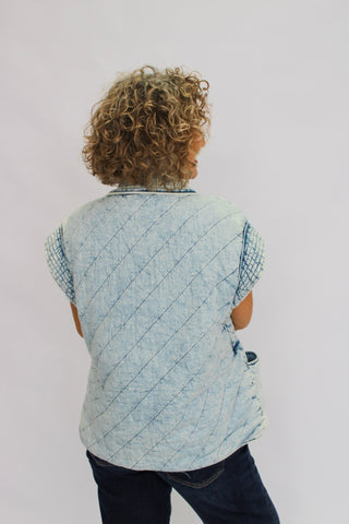 Harbor Quilted Chambray Vest - Trudy's Trendy Boutique