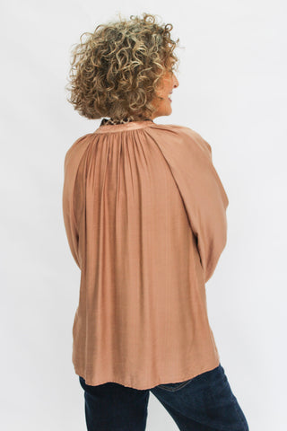 Wild Grace Leopard Trim Blouse - Trudy's Trendy Boutique