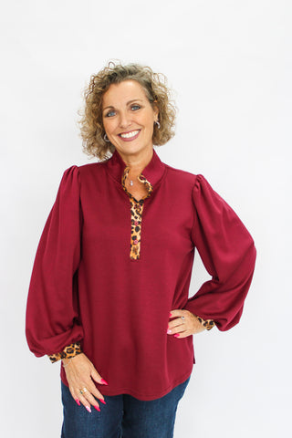 Wild Elegance Mock Neck Top - Trudy's Trendy Boutique