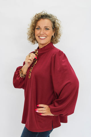 Wild Elegance Mock Neck Top - Trudy's Trendy Boutique