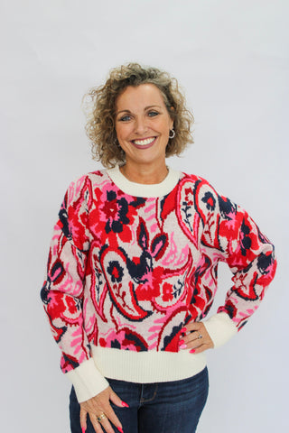 Cozy Paisley Knit Sweater