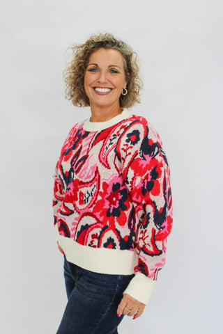Cozy Paisley Knit Sweater