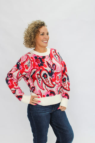 Cozy Paisley Knit Sweater