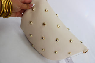 Chic Gold Studded Westlyn Bag/Cream