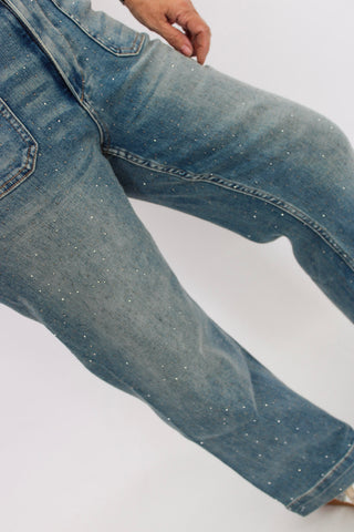 Mica HR Wide Leg Cropped Embellished Jeans - Trudy's Trendy Boutique