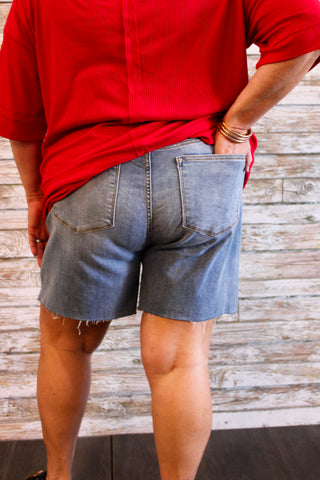 Judy Blue Mid Rise Cut Off Shorts/Curvy - Trudy's Trendy Boutique