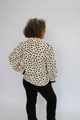 Midnight Dot Ruffle Blouse - Trudy's Trendy Boutique