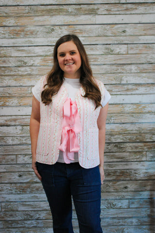 Quilted Floral Bow Vest - Trudy's Trendy Boutique
