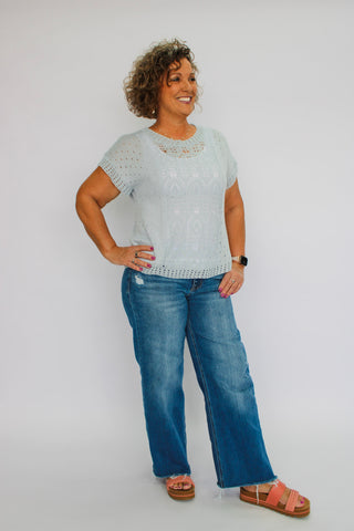 BreezePoint Eyelet Knit Top - Trudy's Trendy Boutique