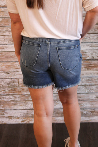 Judy Blue HW VFront Shorts - Trudy's Trendy Boutique
