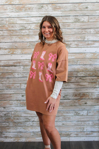 Ribbon & Boots Dress - Trudy's Trendy Boutique