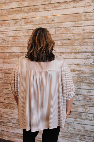 Harborline Relaxed Button - Up Top/Curvy - Trudy's Trendy Boutique
