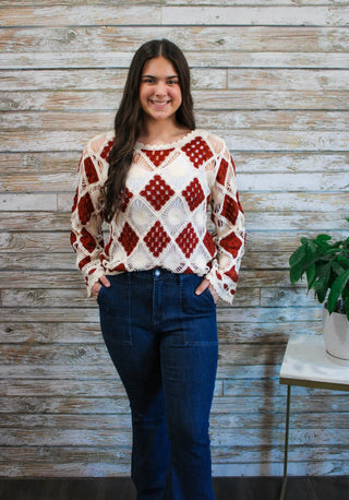 Diamond Weave Knit Top - Trudy's Trendy Boutique