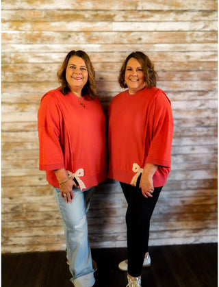 Petal & Bow Terry Pullover - Trudy's Trendy Boutique
