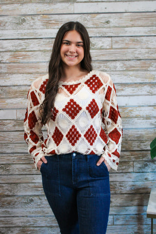 Diamond Weave Knit Top - Trudy's Trendy Boutique